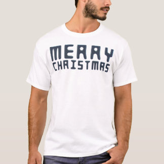 Bold Blue Holiday Greeting 3D Christmas Lettering T-Shirt