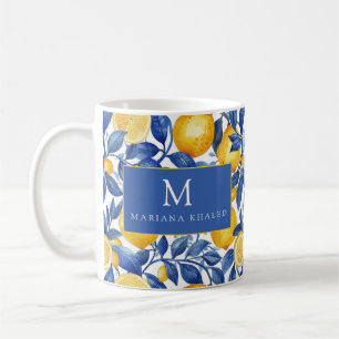 Bold Blue Italian Positano Lemon Coffee Mug