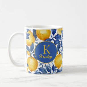 Bold Blue Italian Positano Lemon Coffee Mug