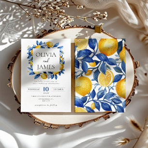 Bold Blue Italian Positano Lemon Invitation