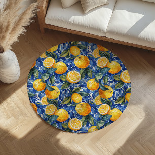 Bold Blue Italian Positano Lemon Outdoor Rug