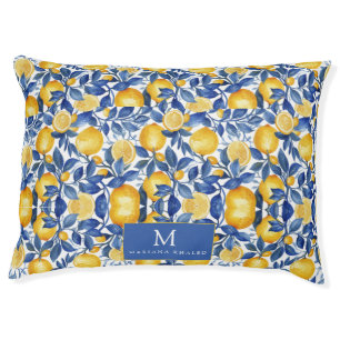 Bold Blue Italian Positano Lemon Pet Bed