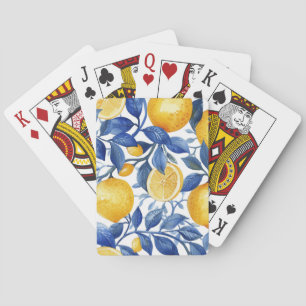 Bold Blue Italian Positano Lemon Poker Cards