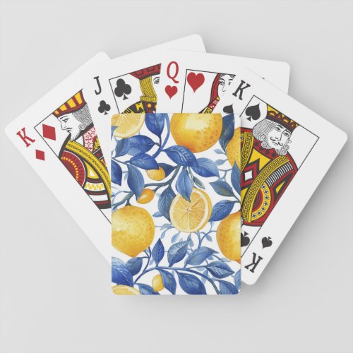 Bold Blue Italian Positano Lemon Poker Cards