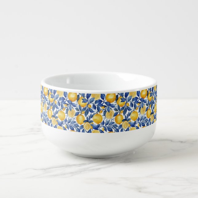 Bold Blue Italian Positano Lemon Soup Mug (Front)