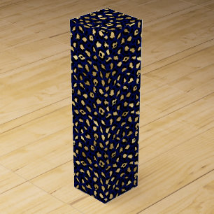 Bold Blue Leopard Print   Glam Animal Pattern Wine Box