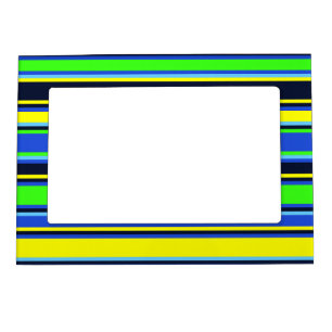 Bold Blue, Lime, & Yellow Striped Magnetic Frame