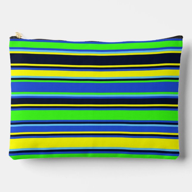 Bold Blue, Lime, & Yellow Striped Pouch (Front)