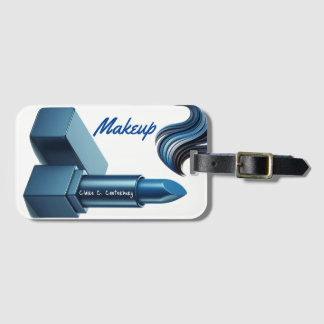 Bold Blue Lipstick Makeup Aesthetic Luggage Tag