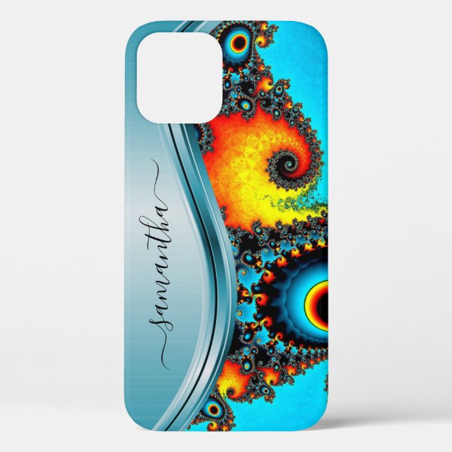 Bold Blue  Metallic Handwritten Monogram Case-Mate iPhone Case (Back)