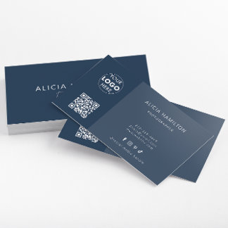 Bold Blue | Modern Business Card | QR Code & Logo