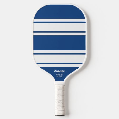 Bold Blue Modern Stripe Personalized Custom Text Pickleball Paddle