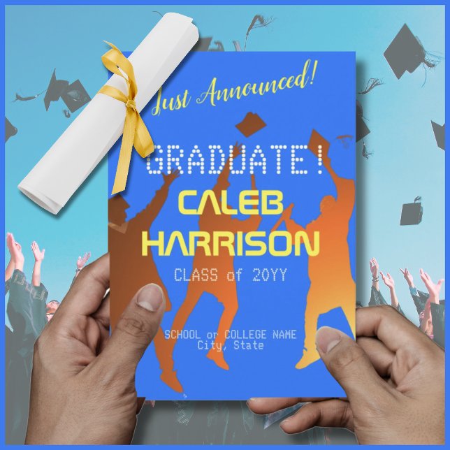 Bold Blue Modern Tech Graduation  Announcement (Creator Uploaded)