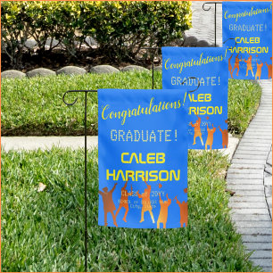 Bold Blue Modern Tech Graduation  Garden Flag
