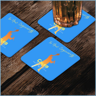 Bold Blue Modern Tech Graduation Square Paper Coaster