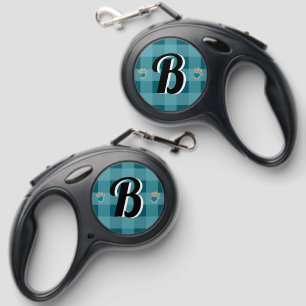 Bold Blue Monogram Paw Pet Leash