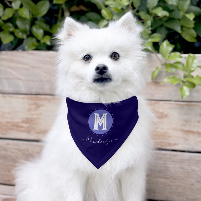 Bold Blue Monogram Pet Bandana Collar (Dog)