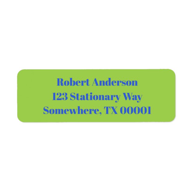 Bold Blue On Lime Green Birthday Party Address Label (Front)