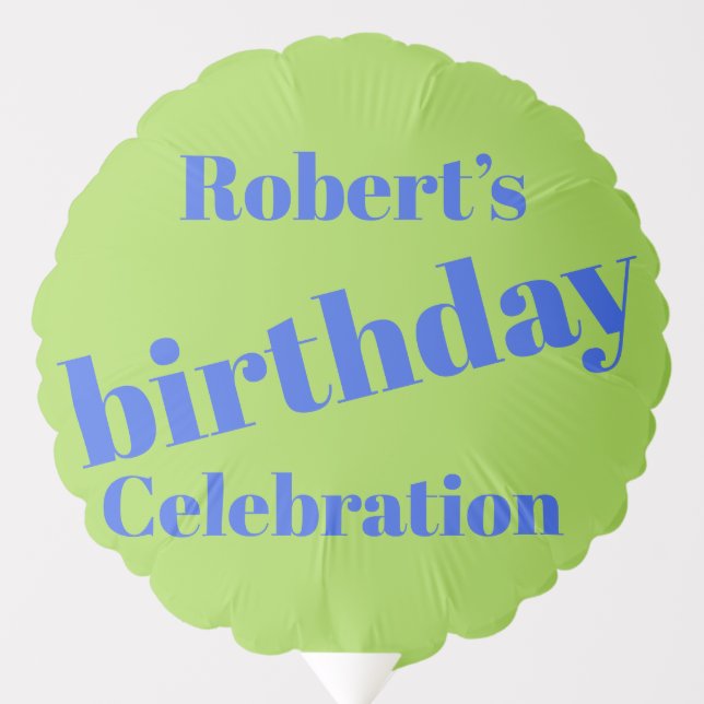 Bold Blue On Lime Green Birthday Party  Balloon (Front)