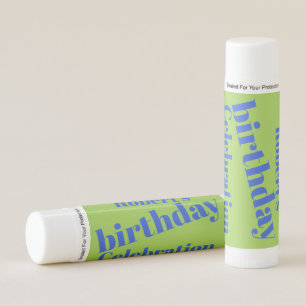 Bold Blue On Lime Green Birthday Party Favor Lip Balm