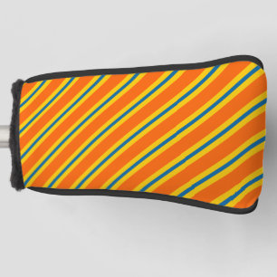 Bold Blue, Orange And Yellow Stripe Pattern Golf Head Cover