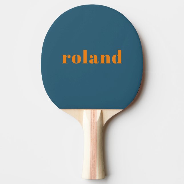 Bold Blue Orange Name Ping Pong Paddle (Front)