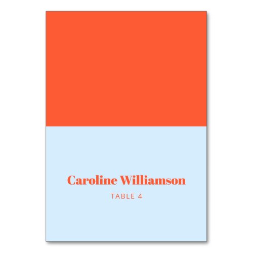 Bold Blue Orange Typography Custom Place Card