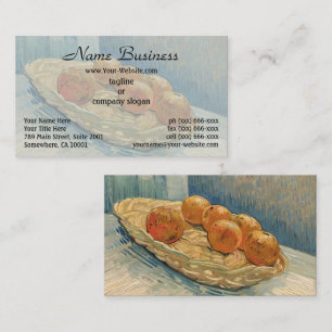 Bold Blue & Orange Van Gogh Fruit Decor Business Card