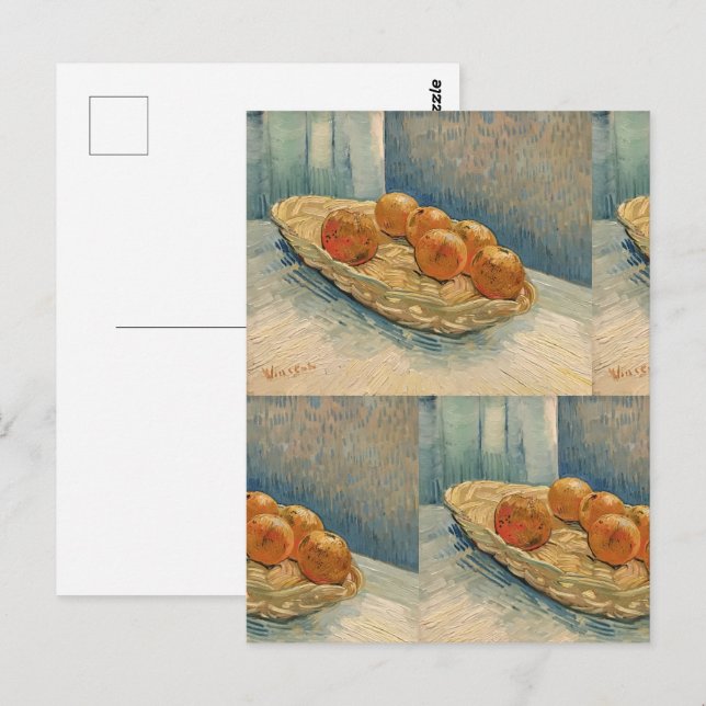 Bold Blue & Orange Van Gogh Fruit Decor Postcard (Front/Back)