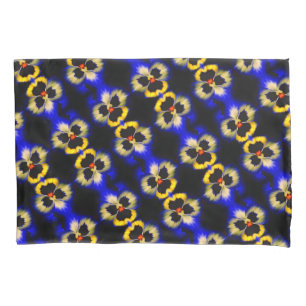 Bold Blue Pansy Flower Abstract Pattern Pillow Case