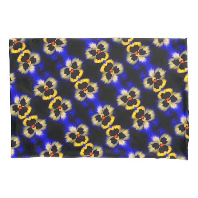 Bold Blue Pansy Flower Abstract Pattern Pillow Case (Front)