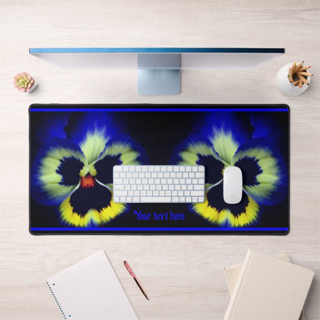 Bold Blue Pansy Flower Personalized Desk Mat (Office 1)