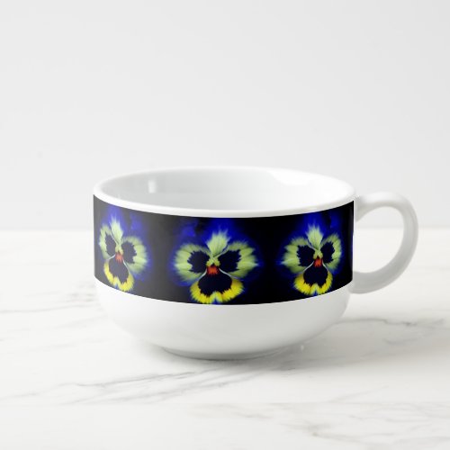 Bold Blue Pansy Flower Soup Mug