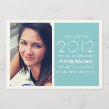 Bold Blue Photo Graduation Announcements by AllyJCat at Zazzle