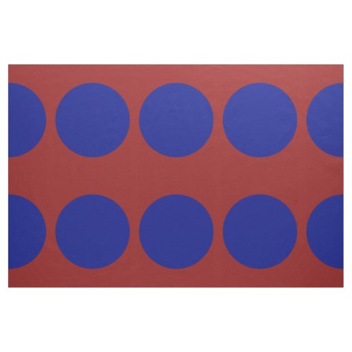 Bold Blue Polka Dots on Dark Red Geometric Fabric