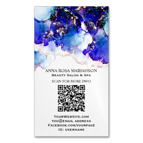  BOLD Blue  QR CODE Yummy  Gold Gilded  AP29 Business Card Magnet