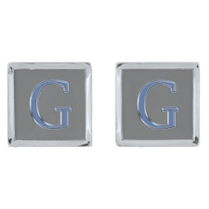 Bold Blue Sophisticated Letter G Monogram Initial Cufflinks