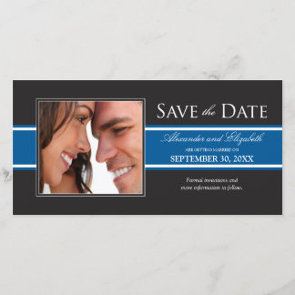 Bold Blue Stripe Save the Date Announcement