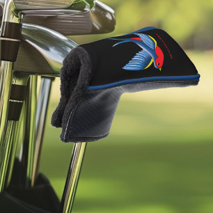 Bold Blue Traditional Swallow Bird Tattoo Style Golf Head Cover