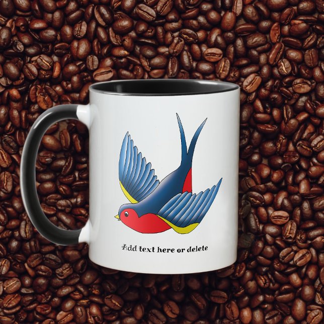 Bold Blue Traditional Swallow Bird Tattoo Style Mug (Creator Uploaded)