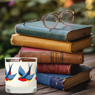 Bold Blue Traditional Swallow Bird Tattoo Style Scented Candle