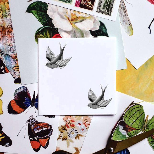 Bold Blue Traditional Swallow Bird Tattoo Style Self-inking Stamp (Creator Uploaded)