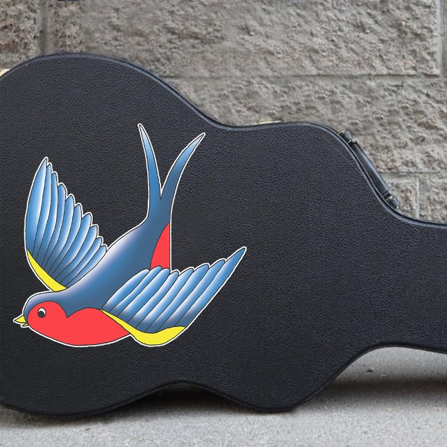Bold Blue Traditional Swallow Bird Tattoo Style Sticker (Creator Uploaded)