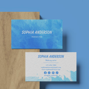 Bold Blue Watercolor with Modern Typography        Business Card