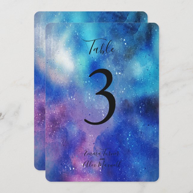 Bold Blue Watercolour | Table number cards (Front/Back)