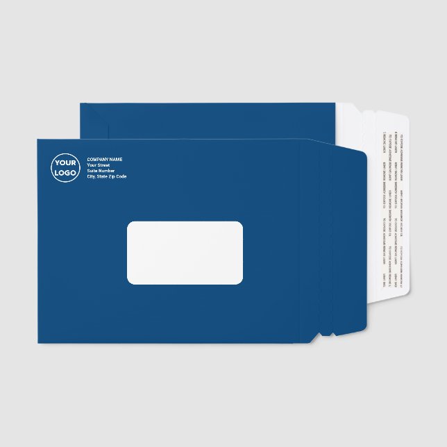 Bold Blue White Business Logo Envelope Mailers (Front & Back)