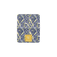 Bold Blue Yellow Abstract Classy Ikat Monogram Card Holder at Zazzle