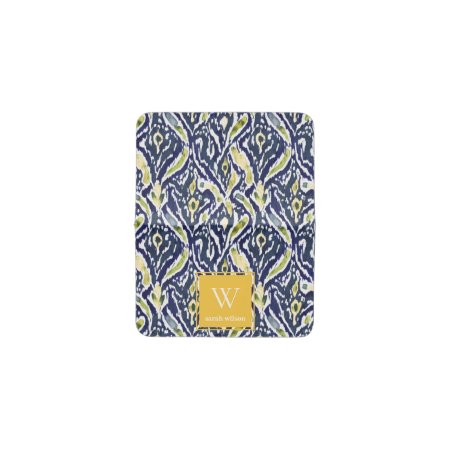 Bold Blue Yellow Abstract Classy Ikat Monogram Card Holder