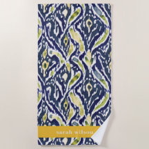 Bold Blue Yellow Abstract Classy Ikat Pattern