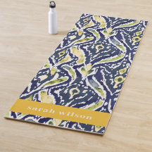 Bold Blue Yellow Abstract Classy Ikat Pattern